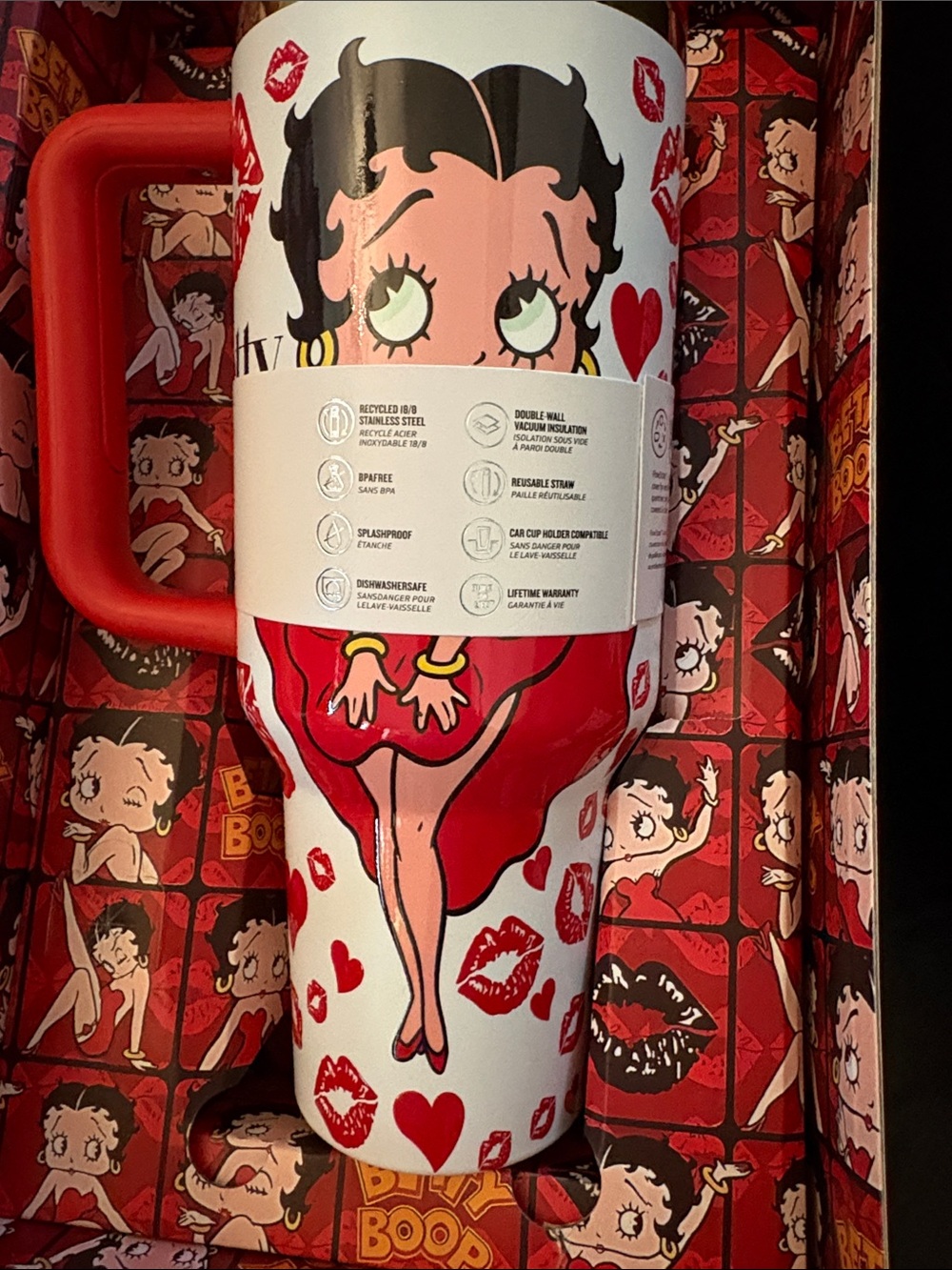 LoveShackFancy Hot Pink and Red Betty Boop Collab Stanley Gift Set